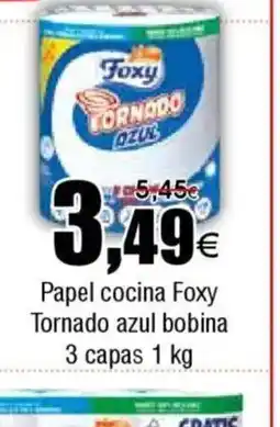 FROIZ Papel cocina Foxy Tornado azul bobina 3 capas oferta