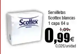FROIZ SCOTTEX Servilletas blancas 1 capa 64 u oferta