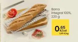 Eroski Barra integral 100%220 g oferta