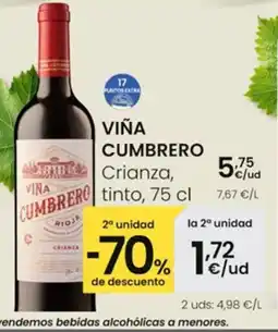 Eroski VIÑA CUMBRERO Crianza tinto oferta
