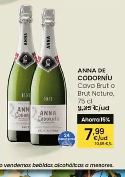 Eroski ANNA DE CODORNÍU Cava Brut o Brut Nature oferta