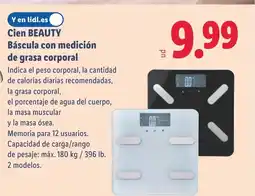 Lidl CIEN BEAUTY Báscula con medición de grasa corporal oferta