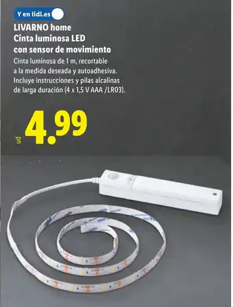 LIVARNO home Cinta luminosa LED con sensor de movimiento