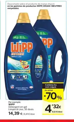 Caprabo WIPP Detergent en gel Limpio & Liso, 35 dosis oferta