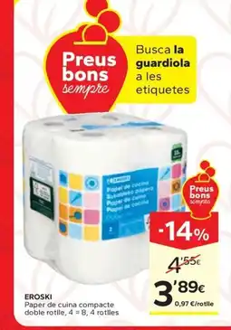 Caprabo EROSKI Paper de cuina compacte doble rotlle oferta