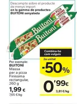 Caprabo BUITONI Massa per a pizza Finissima rectangula oferta