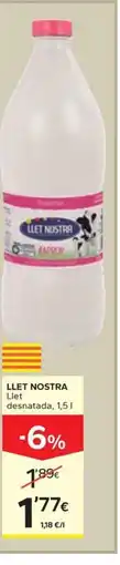 Caprabo LLET NOSTRA Llet desnatada oferta