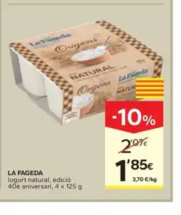 Caprabo LA FAGEDA logurt natural, edició 40è aniversari oferta