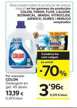 Caprabo COLON Detergent en gel, 45 dosis oferta