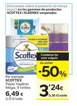 Caprabo SCOTTEX Paper higiènic Mega, 9 rotlles oferta