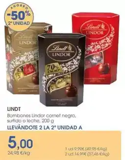 Supermercados Plaza Lindt - bombones lindor cornet negro surtido o leche oferta