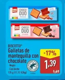 ALDI BISCOTTO Galletas de mantequilla con chocolate oferta