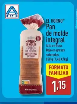 ALDI EL HORNO Pan de molde integral oferta