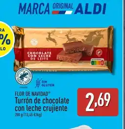 ALDI FLOR DE NAVIDAD Turrón de chocolate con leche crujiente oferta
