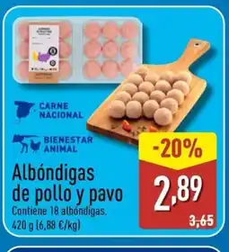 ALDI Albóndigas de pollo y pavo oferta