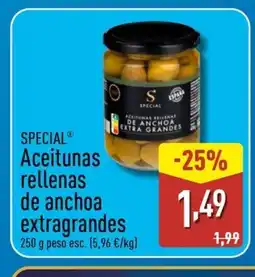ALDI SPECIAL Aceitunas rellenas de anchoa extragrandes oferta