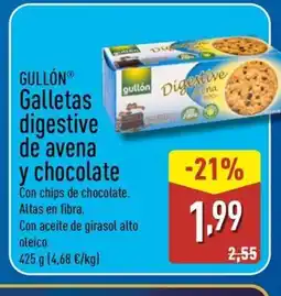 ALDI GULLÓN Galletas digestive de avena y chocolate oferta