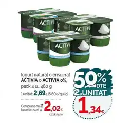 Condis ACTIVIA logurt natural o ensucrat oferta