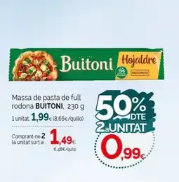 Condis BUITONI Massa de pasta de full rodona oferta