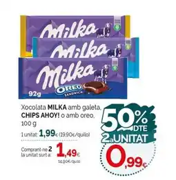 Condis MILKA, CHIPS AHOY! Xocolata amb galeta, o amb oreo, oferta