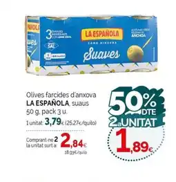 Condis LA ESPAÑOLA Olives farcides d'anxova oferta