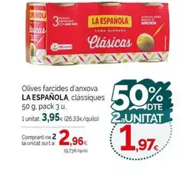 Condis LA ESPAÑOLA Olives farcides d'anxova oferta