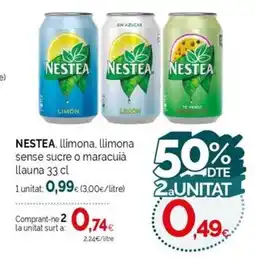 Condis NESTEA, llimona, llimona sense sucre o maracuià llauna oferta