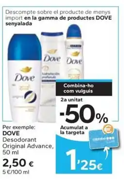 Caprabo DOVE Desodorant Original Advance oferta