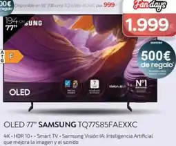 Tien 21 SAMSUNG Oled 77" tq77s85faexxc oferta