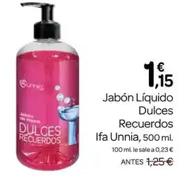 Supermercados El Jamón Ifa unnia - jabón líquido dulces recuerdos oferta