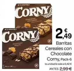 Supermercados El Jamón Corny - barritas cereales con chocolate oferta