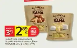 Consum Rana - pasta fresca clasica rellena de pollo asado o 4 quesos oferta