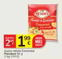 Consum Président - queso rallado emmental oferta