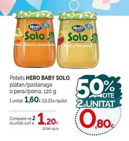 Condis HERO BABY SOLO Potets platan/pastanaga o pera/poma oferta