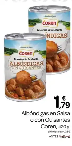 Supermercados El Jamón COREN Albóndigas en Salsa o con Guisantes oferta