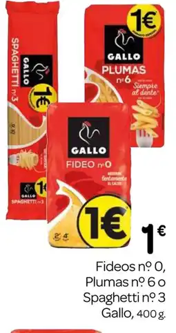 Supermercados El Jamón GALLO Fideos no 0, Plumas no 60 Spaghetti no 3 oferta