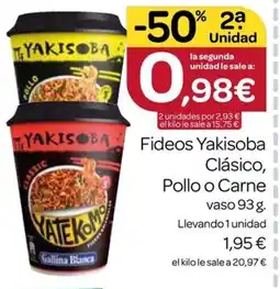 Supermercados El Jamón Fideos Yakisoba Clásico, Pollo o Carne oferta
