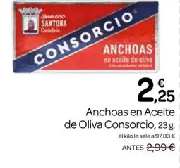 Supermercados El Jamón CONSORCIO Anchoas en Aceite de Oliva oferta