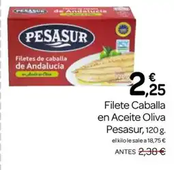 Supermercados El Jamón PESASUR Filete Caballa en Aceite Oliva oferta