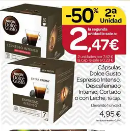 Supermercados El Jamón Cápsulas Dolce Gusto Espresso Intenso, Descafeinado Intenso, Cortado o con Leche oferta