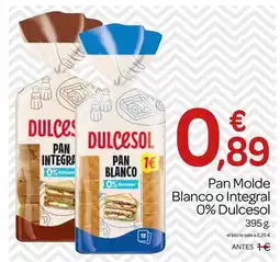 Supermercados El Jamón DULCESOL Pan Molde Blanco o Integral oferta