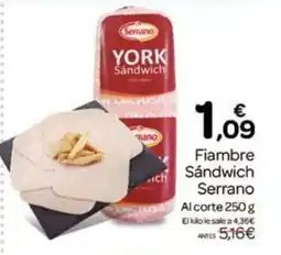 Supermercados El Jamón SERRANO Fiambre Sandwich oferta