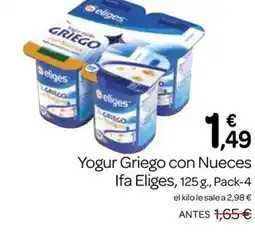 Supermercados El Jamón IFA ELIGES Yogur Griego con Nueces oferta
