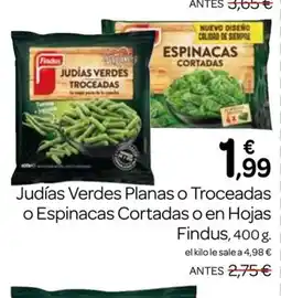 Supermercados El Jamón FINDUS Judías Verdes Planas o Troceadas o Espinacas Cortadas o en Hojas oferta