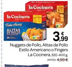 Supermercados El Jamón LA COCINERA Nuggets de Pollo, Alitas de Pollo Estilo Americano o Fingers oferta