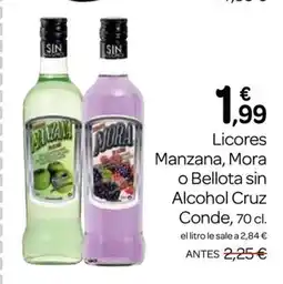 Supermercados El Jamón Licores Manzana, Mora o Bellota sin Alcohol Cruz Conde oferta