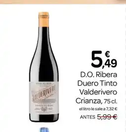 Supermercados El Jamón D.O. Ribera Duero Tinto Valderivero Crianza oferta