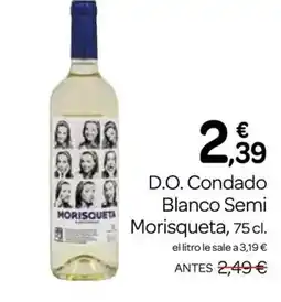 Supermercados El Jamón MORISQUETA D.O. Condado Blanco Semi oferta