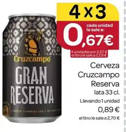 Supermercados El Jamón Cerveza Cruzcampo Reserva oferta