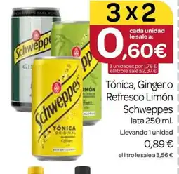 Supermercados El Jamón SCHWEPPES Tónica, Ginger o Refresco Limón oferta